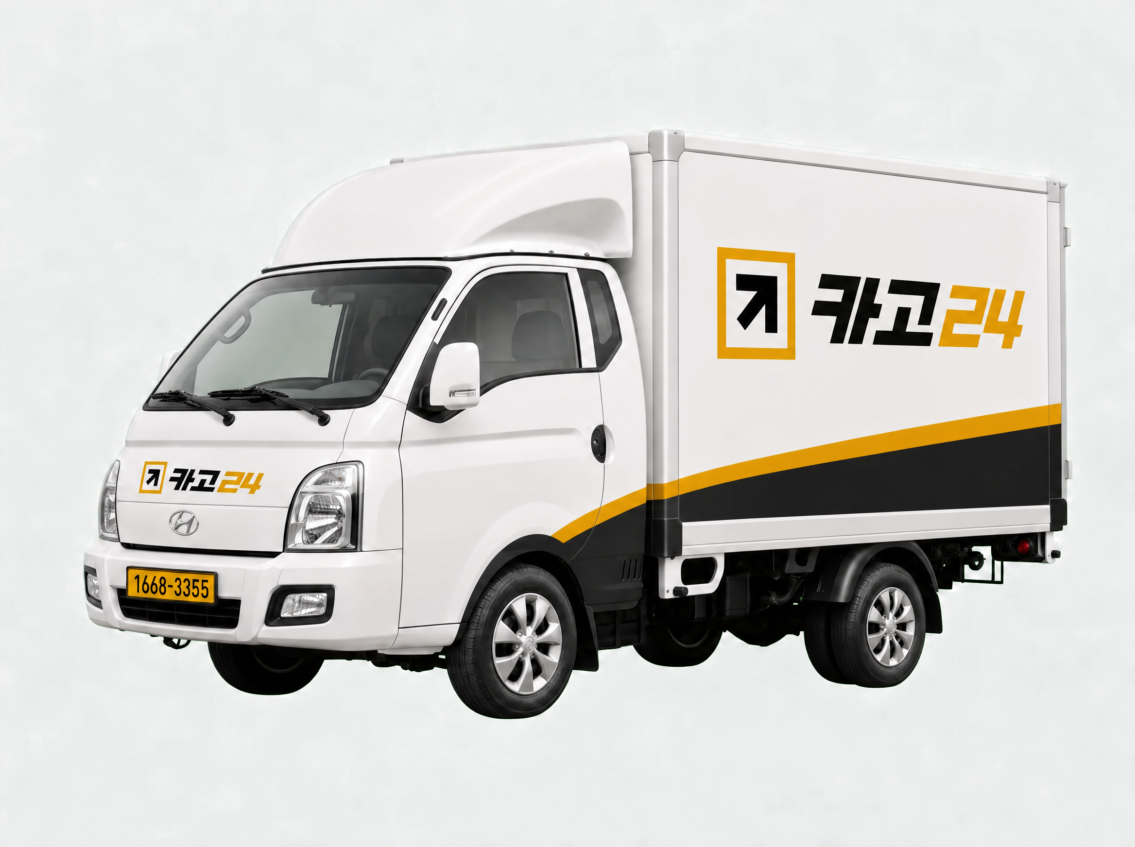 카고24 로고가 랩핑된 포터 1톤 내장탑차